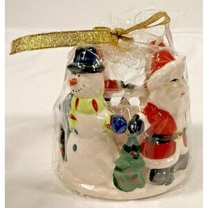 Cherished Home Snowmen Santa Circle of Friends Ceramic Tealight Candle Holder